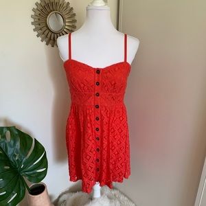 Orange lace button up sundress